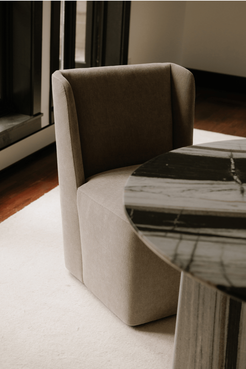 Celia Round Dining Table in White Panda Marble