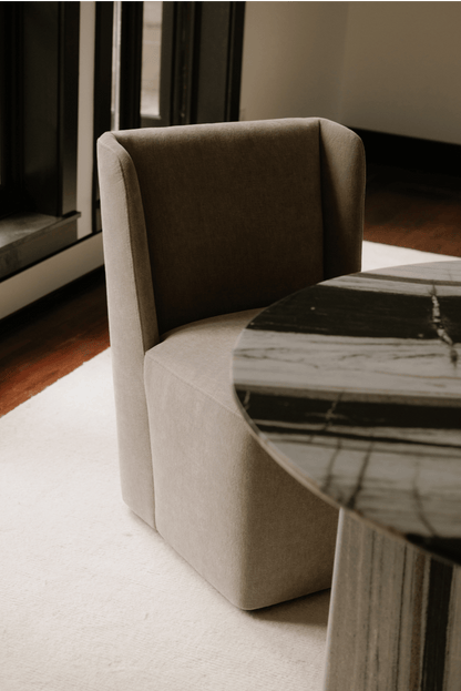 Celia Round Dining Table in White Panda Marble