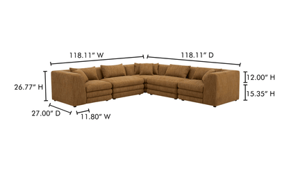 Lowtide L-Shaped Sectional in Amber Glow–Modern Modular Sofa