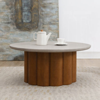 Evelyn Round Faux Concrete Coffee Table