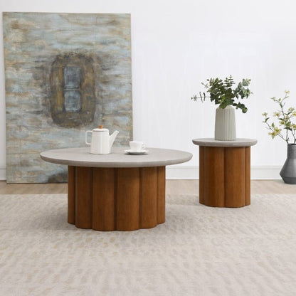 Evelyn Round Faux Concrete Coffee Table
