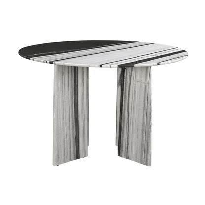 Celia Round Dining Table in White Panda Marble