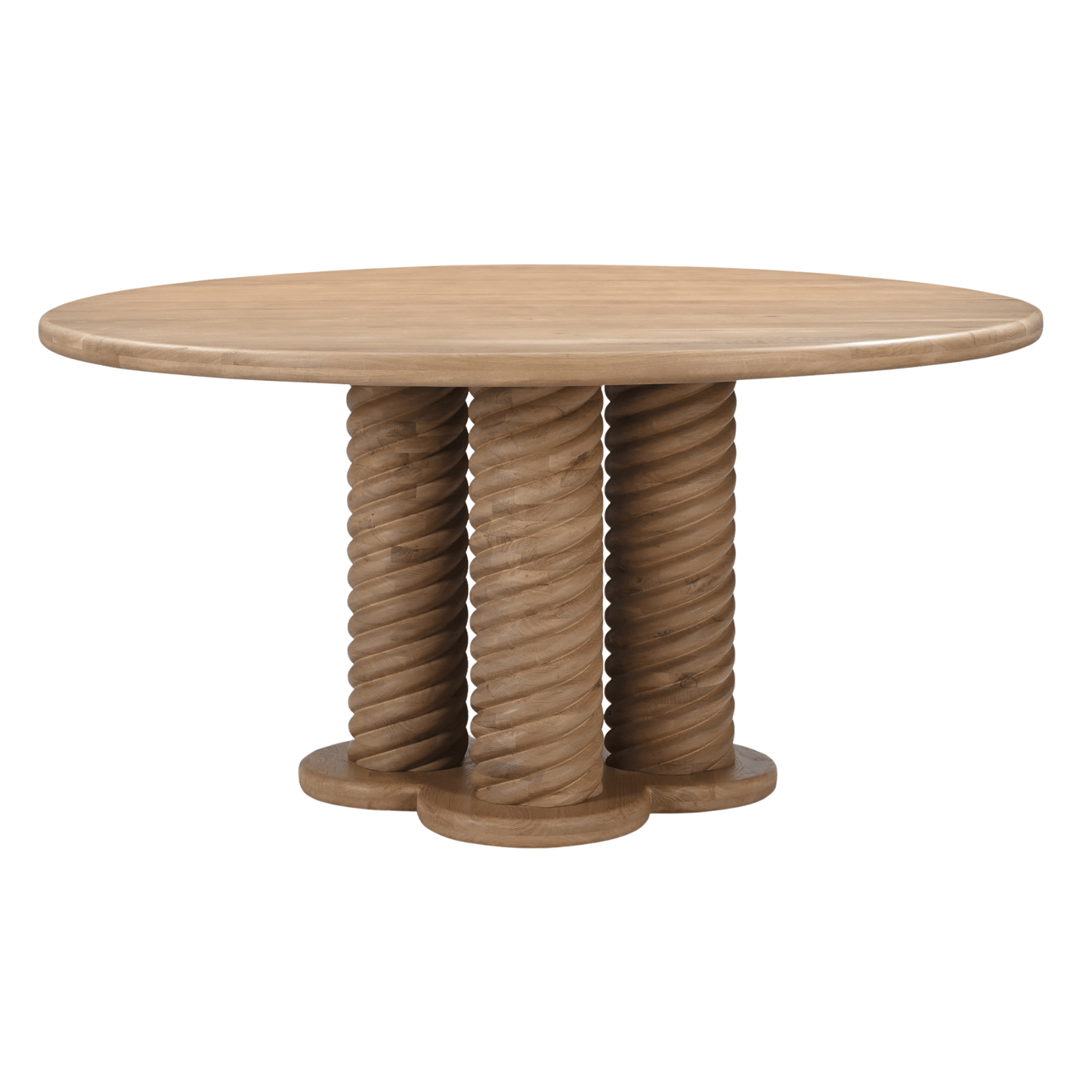 Treccia 60 Round Dining Table – Solid Oak & Iron Pedestal