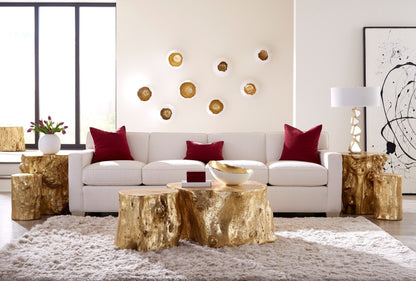 Log Coffee Table in Gold Leaf – Modern Organic 36″