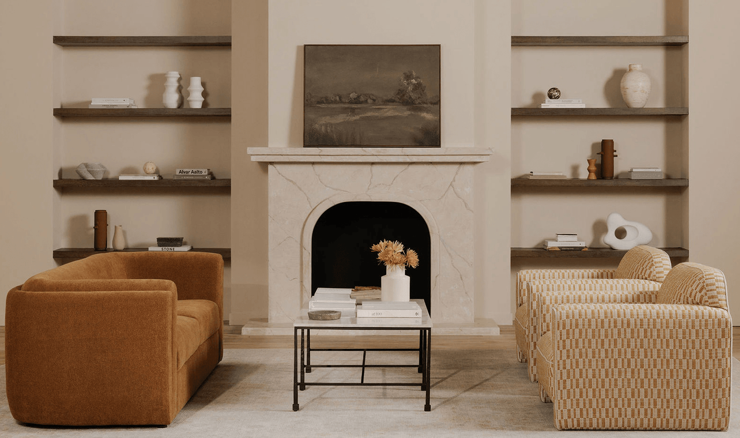 River Coffee Table with Botticino Marble