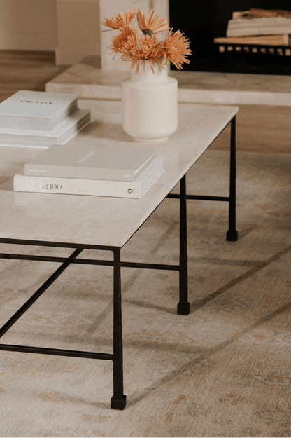 River Coffee Table with Botticino Marble