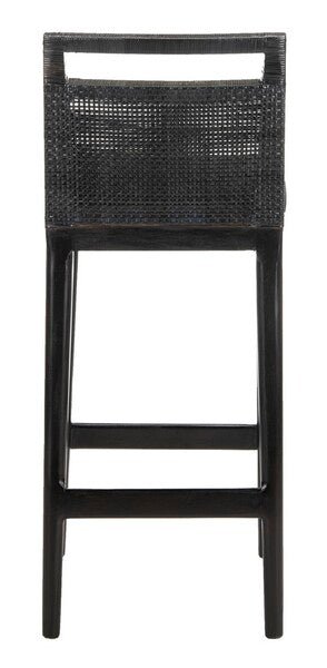 Darin II Bar Stool with Brown Rattan & Black Polyacrylic
