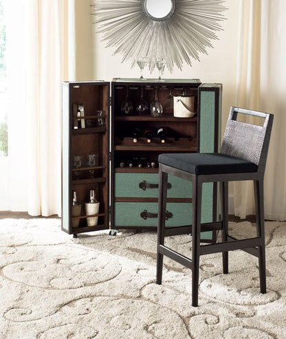 Darin II Bar Stool with Brown Rattan & Black Polyacrylic