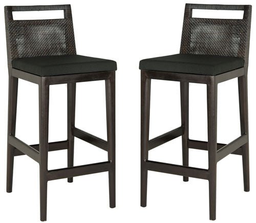 Darin II Bar Stool with Brown Rattan & Black Polyacrylic
