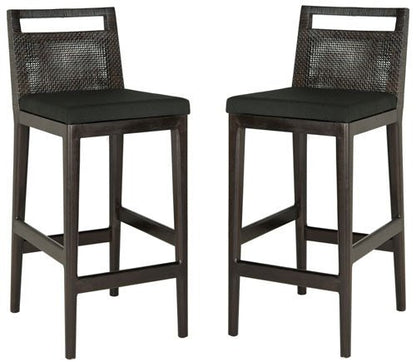 Darin II Bar Stool with Brown Rattan & Black Polyacrylic