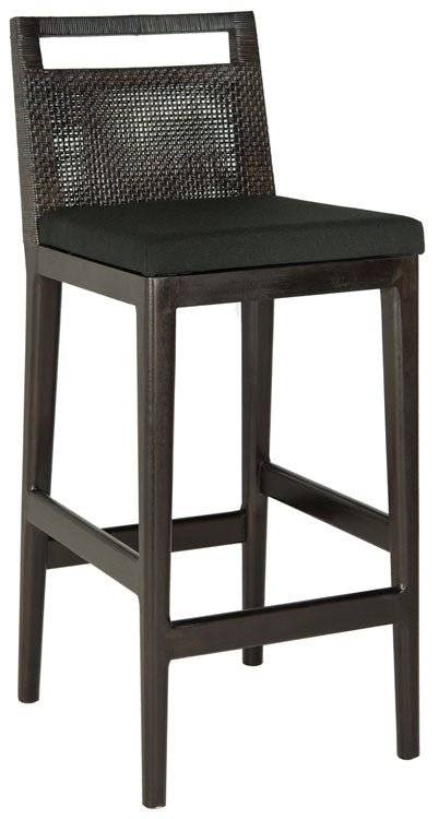 Darin II Bar Stool with Brown Rattan & Black Polyacrylic