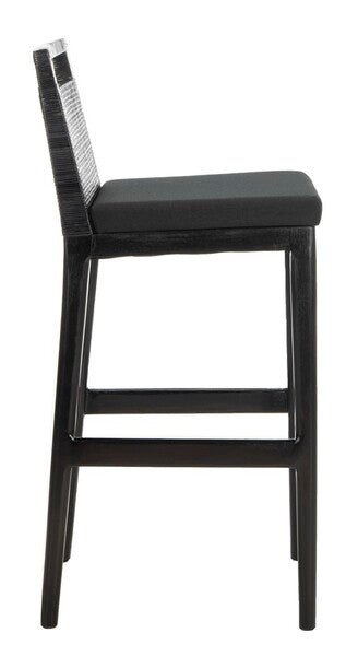 Darin II Bar Stool with Brown Rattan & Black Polyacrylic