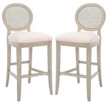 Karlee Rustic Grey Rattan Back Bar Stool Set of 2 – 43.5H