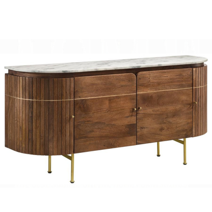 Ortega 4-Door Marble Top Mango Wood Dining Sideboard