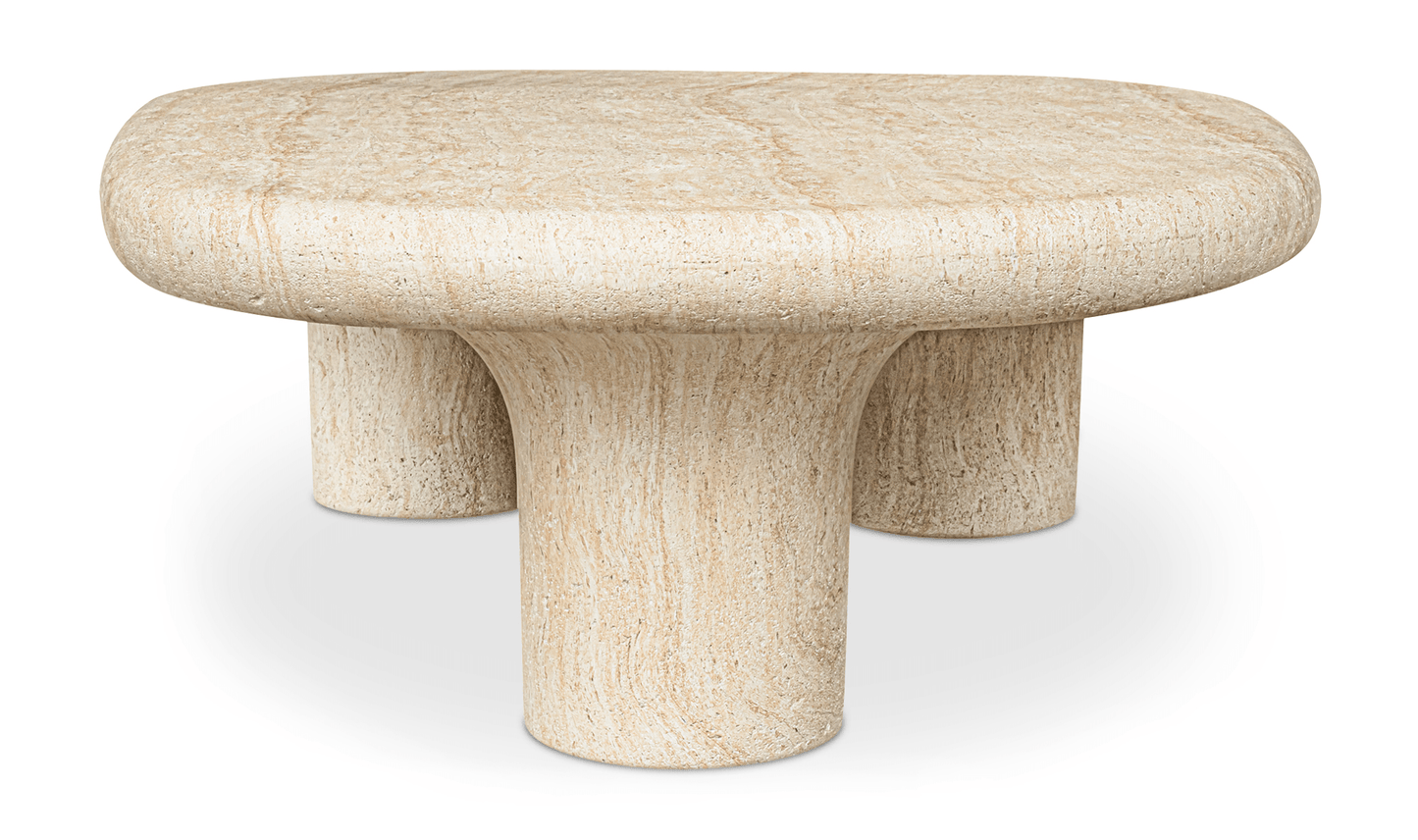 Warby Faux Travertine Outdoor Coffee Table Cement 55