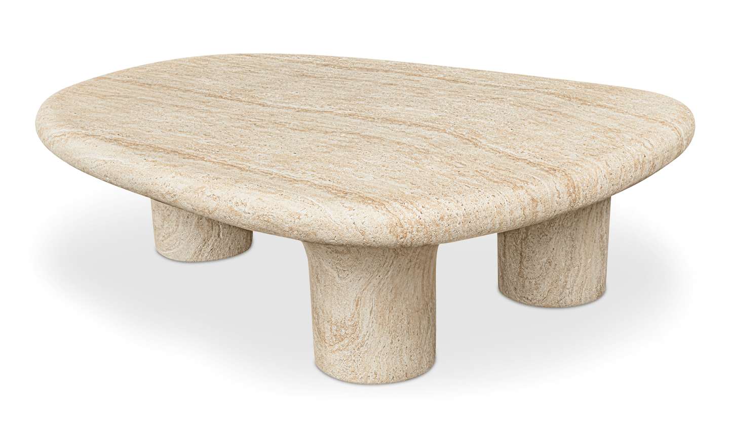 Warby Faux Travertine Outdoor Coffee Table Cement 55