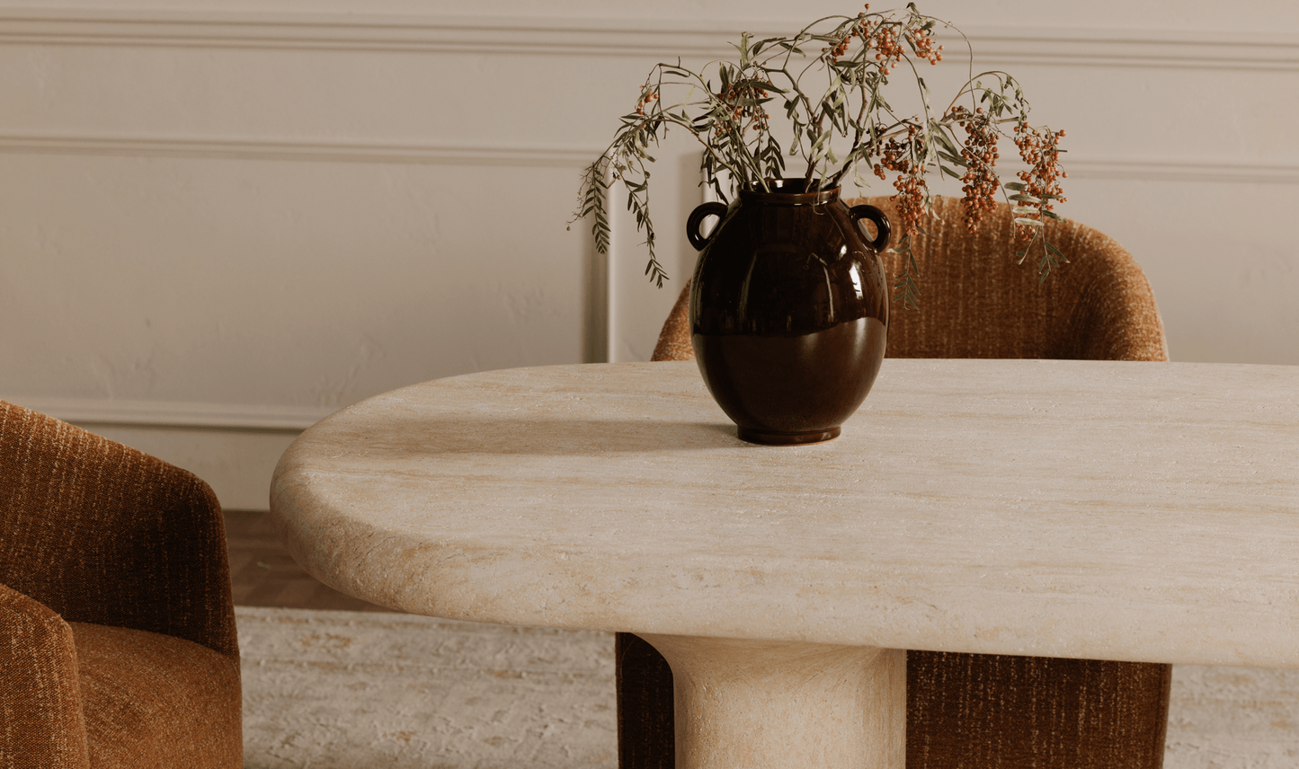 Warby Outdoor Dining Table – Faux Travertine Concrete