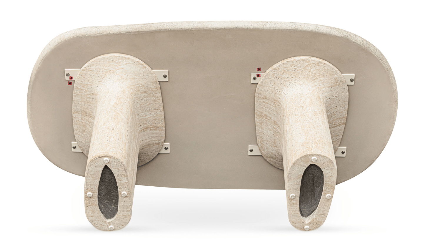 Warby Outdoor Dining Table – Faux Travertine Concrete