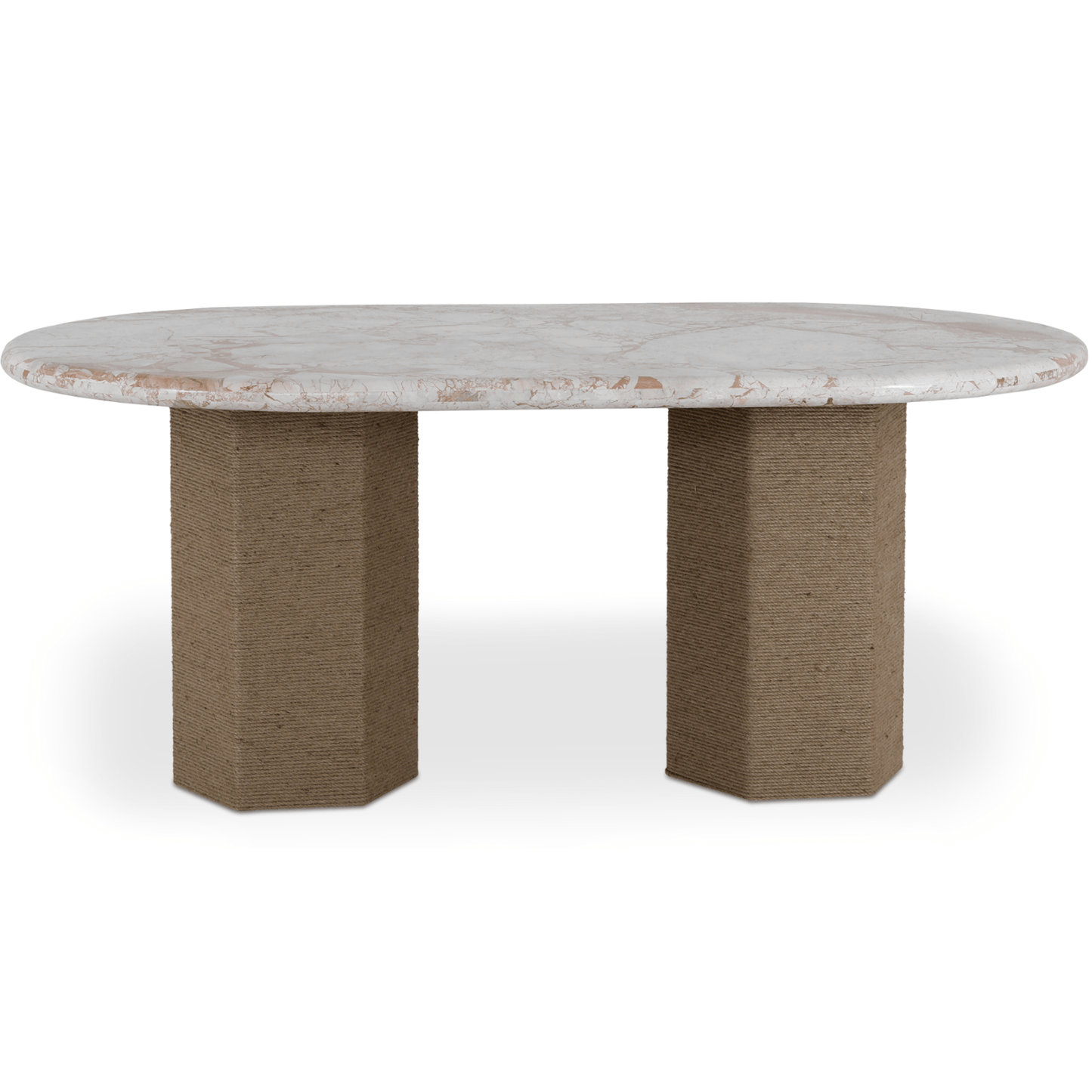 Sartoria Breccia Marble Dining Table – Jute-Wrapped Base