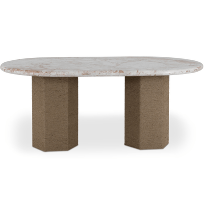 Sartoria Breccia Marble Dining Table – Jute-Wrapped Base