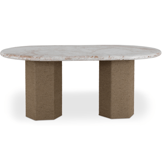 Sartoria Breccia Marble Dining Table – Jute-Wrapped Base